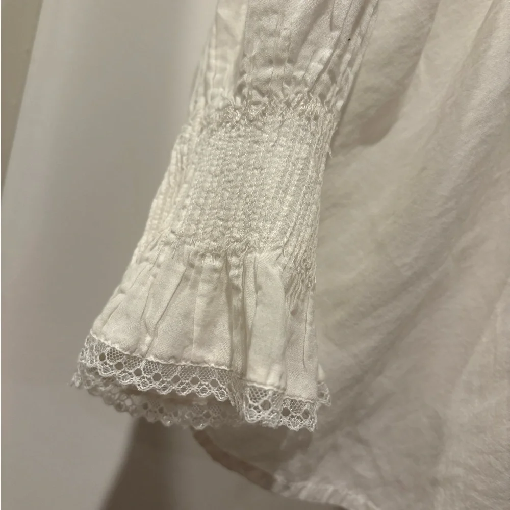 By Anthropologie Long-Sleeve Babydoll Blouse Cottagecore Puff Sleeve Whimsy Top